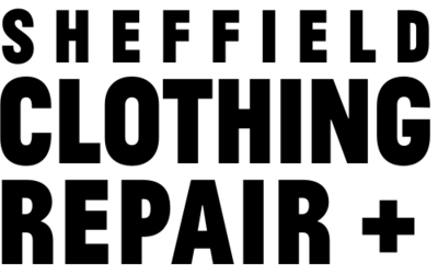 The logo is black and white, stating Sheffield Clothing Repair, with a plus sign, similar to a medic logo, to represent the TLC that goes into mending clothing