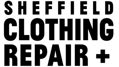 The logo is black and white, stating Sheffield Clothing Repair, with a plus sign, similar to a medic logo, to represent the TLC that goes into mending clothing