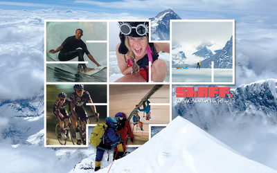 A montage of images from this year's films with a mountain backdrop