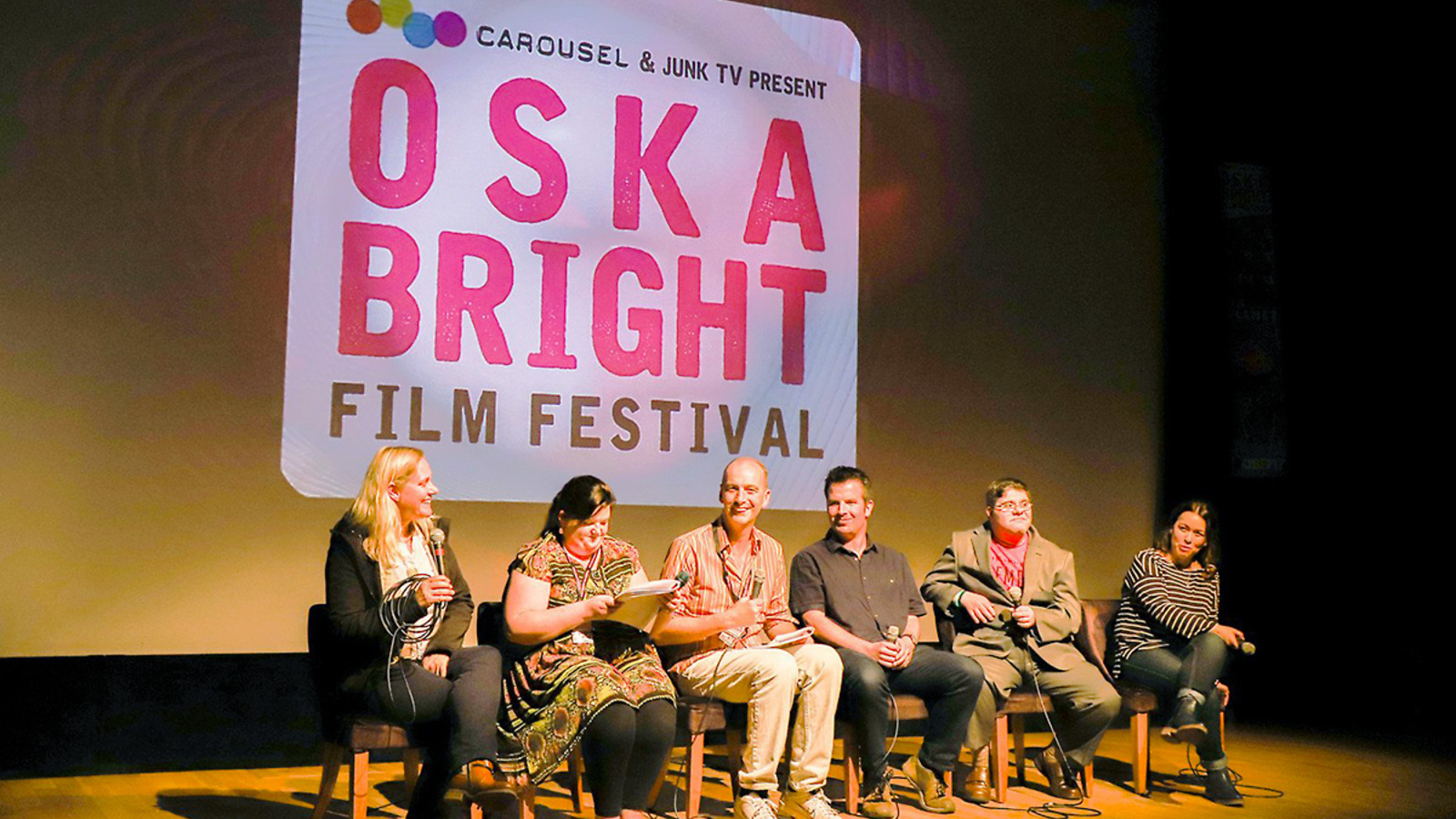 Contributors take part in a Q&A at Oska Bright Film Festival