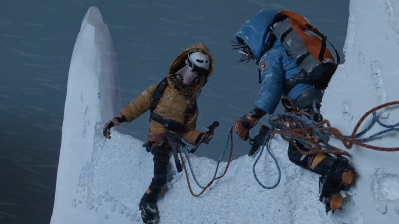 Marek Molek and Bruno Grassy in the summit arete