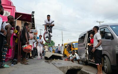 Street riding action in the streets of Lagos. 