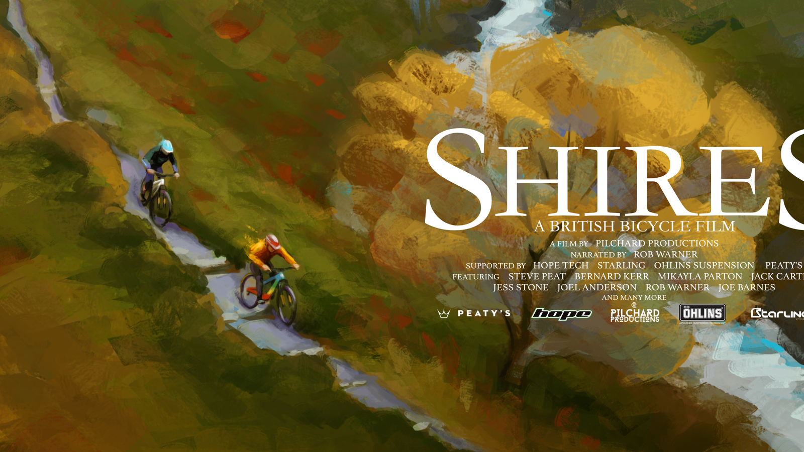 Fergus Lamb and Joe Barnes descending a trail in the Scottish Highlands.