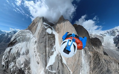 Antoine down Trango Tower