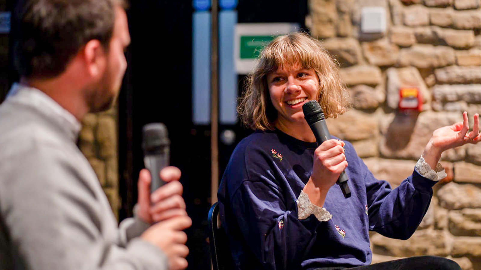 Milda Baginskaitė takes part in a Q&A at a Northern Exposure event in Sunderland
