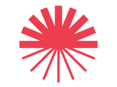 Rising sun logo in red, the logo for Green New Deal Rising