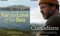Two film posters sit side by side. On the left is "For The Love of Sea" and on the right is "The Custodians"