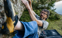 Chris Hamper climbs local 6b "The Jewellery"  Flekke, Norway. 