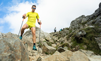 Shane Ohly descending into the mountains of Snowdonia