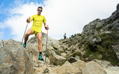 Shane Ohly descending into the mountains of Snowdonia