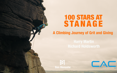 Harry climbing at Stanage as part of the challenge
