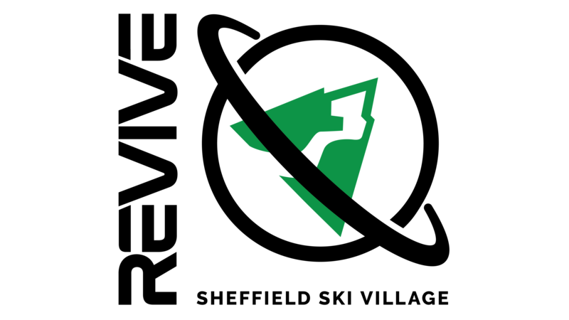 REVIVE Sheffield Ski Village text alongside a planet with a Green Ski Village Mountain 