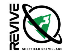 REVIVE Sheffield Ski Village text alongside a planet with a New Green Ski Village Mountain