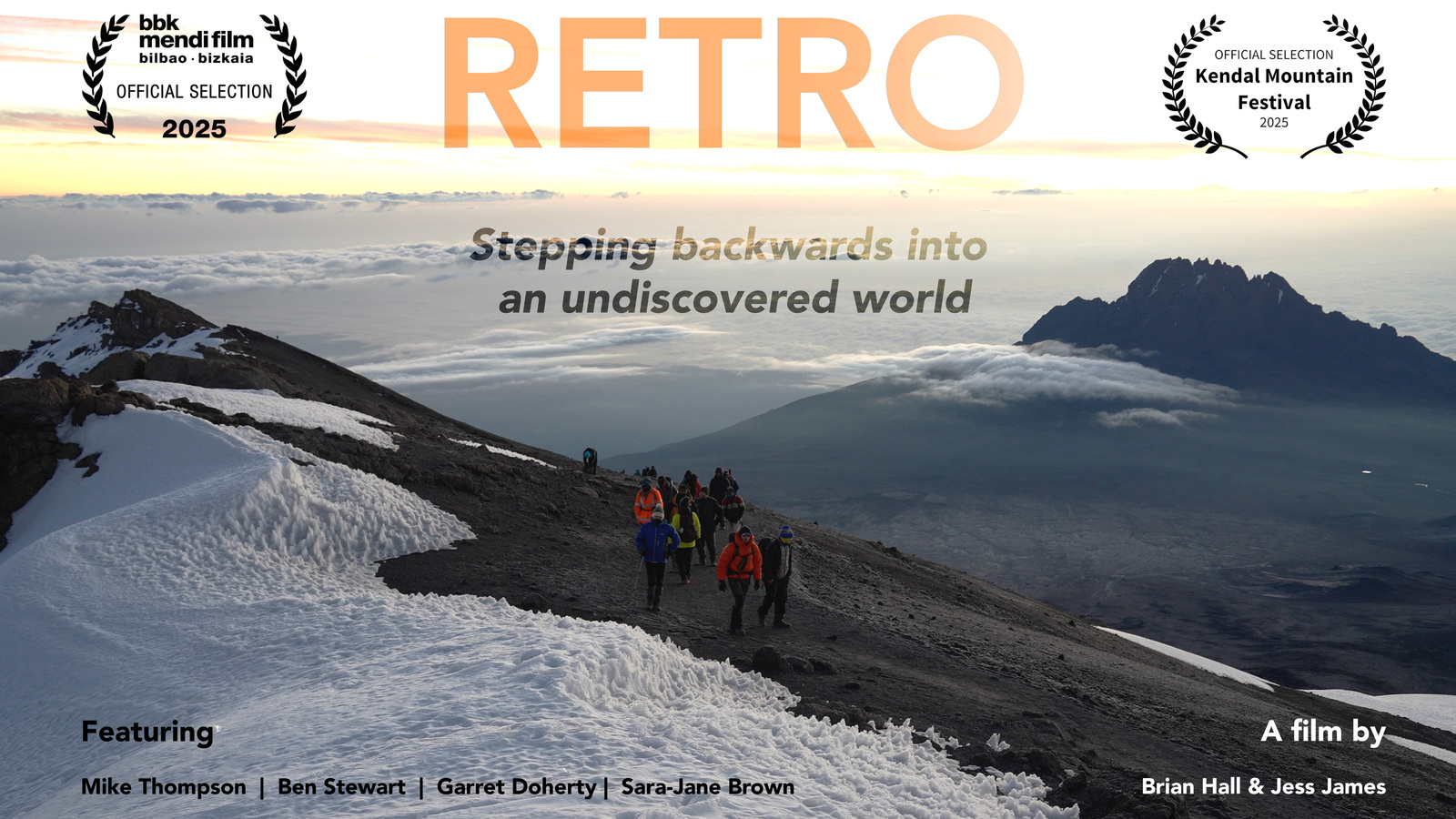 Film poster showing a retro ascent of Kilimanjaro