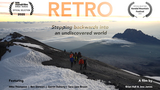 Film poster showing a retro ascent of Kilimanjaro