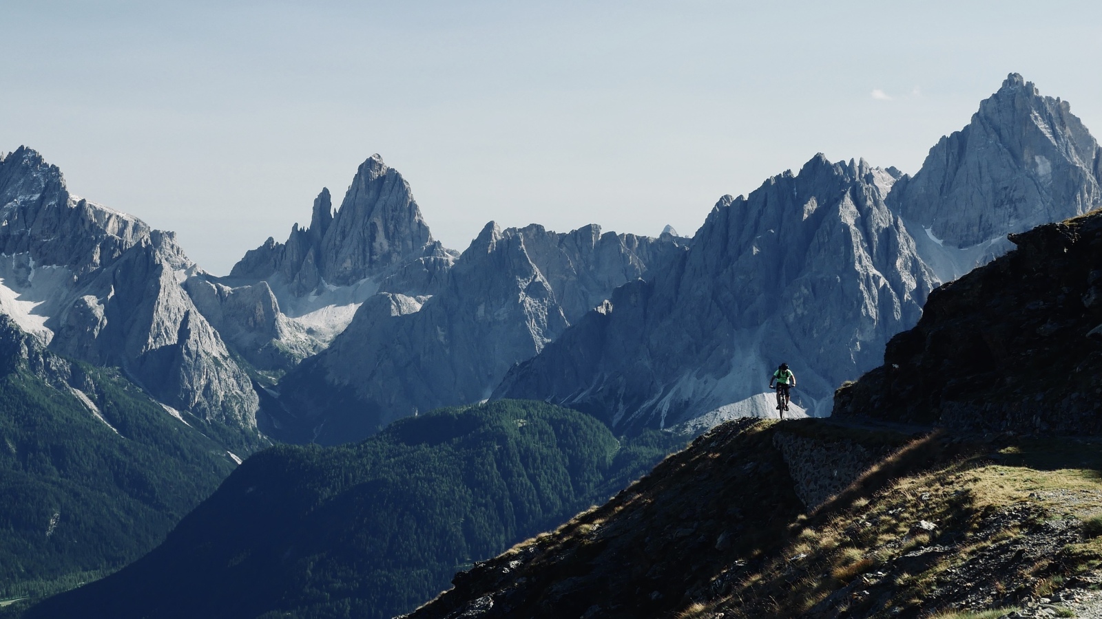 Mountain biker in the Dolomites