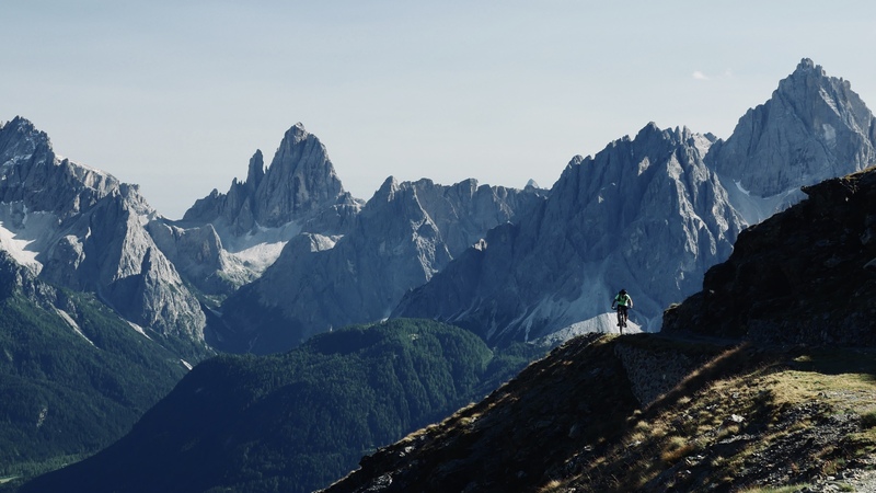 Mountain biker in the Dolomites
